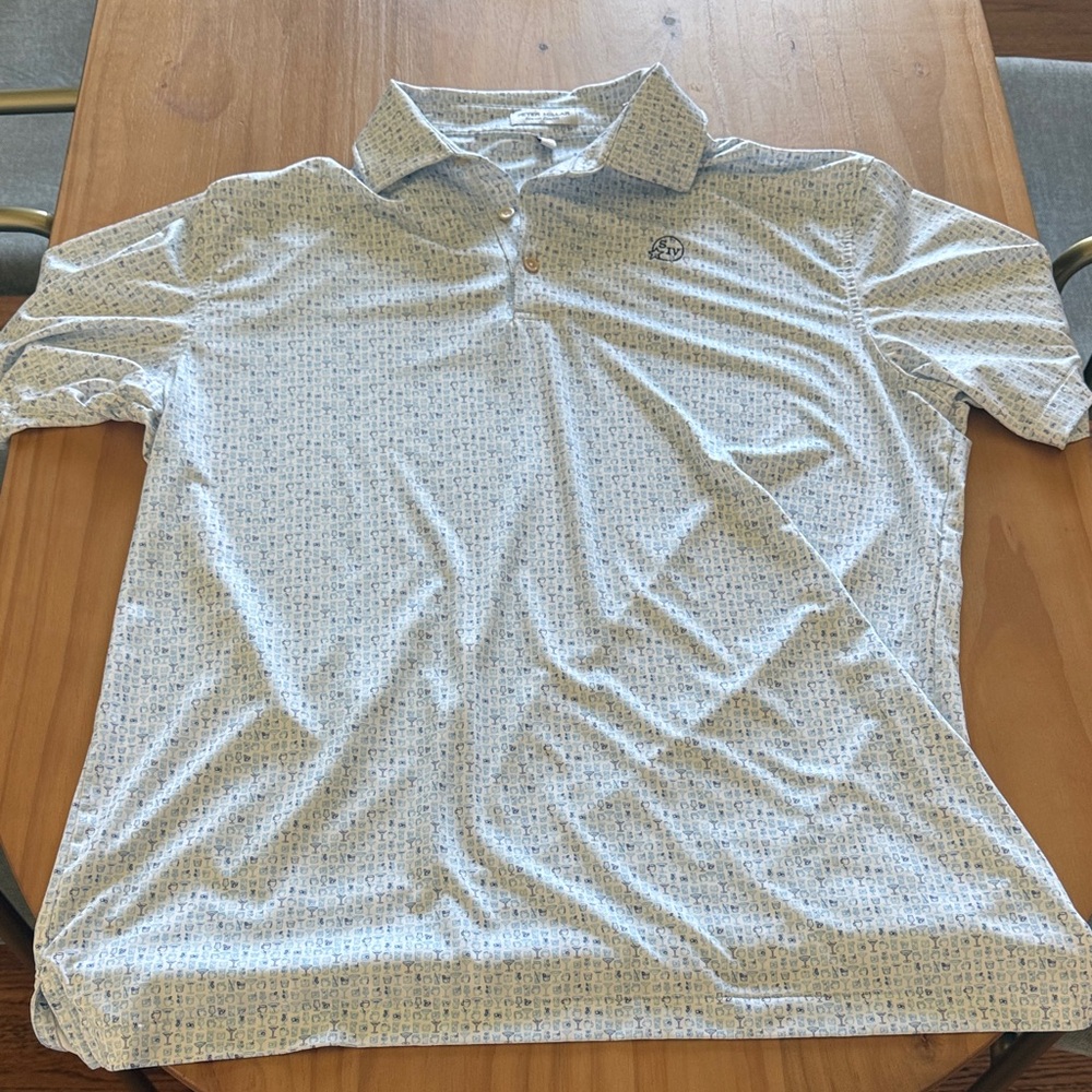 Peter Millar Sumer Comfort Light Blue printed polo size M - Makers Mark